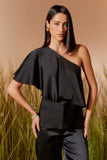 AGILITÀ - Blusa Cetim Ombro Só Preto