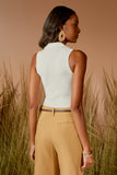 AGILITÀ - Blusa Tricot Polo Sem Manga OFF White