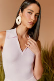 AGILITÀ - Blusa Tricot Polo Sem Manga Rosa