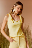 AGILITÀ - Blusa Cetim Amarração Baunilha Amarelo