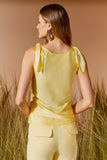 AGILITÀ - Blusa Cetim Amarração Baunilha Amarelo