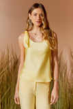 AGILITÀ - Blusa Cetim Amarração Baunilha Amarelo