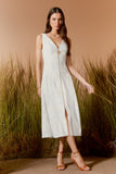 AGILITÀ - Vestido Midi Bordado Metal Flor OFF White