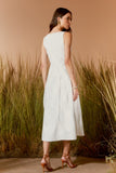 AGILITÀ - Vestido Midi Bordado Metal Flor OFF White