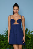 AGILITÀ - Vestido Curto Íris Botões Frontais Azul Marinho