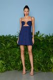 AGILITÀ - Vestido Curto Íris Botões Frontais Azul Marinho