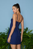 AGILITÀ - Vestido Curto Íris Botões Frontais Azul Marinho