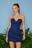 AGILITÀ - Vestido Curto Mari Pregas Sobrepostas Navy