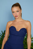 AGILITÀ - Vestido Curto Mari Pregas Sobrepostas Navy