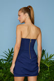 AGILITÀ - Vestido Curto Mari Pregas Sobrepostas Navy