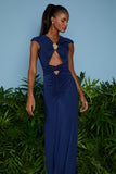 AGILITÀ - Vestido Longo Olivia Abertura Navy