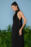 AGILITÀ - Vestido Longo Romana Echarpe Preto