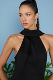 AGILITÀ - Vestido Longo Romana Echarpe Preto