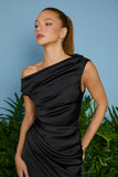AGILITÀ - Vestido Longo Kate Decote Irregular Preto