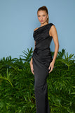 AGILITÀ - Vestido Longo Kate Decote Irregular Preto