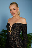 AGILITÀ - Vestido Midi Ruby Ombro a Ombro Preto
