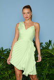 AGILITÀ - Vestido Curto Jade Plissado Acelga