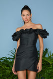 AGILITÀ - Vestido Curto Karlie Ombro a Ombro Preto