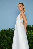 AGILITÀ - Vestido Midi Sabrina Aplicação OFF White