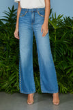 AGILITÀ - Calça Jeans Maju Bordado Tachas Jeans