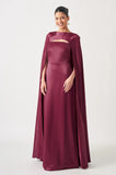 ANA VARGAS - Vestido Longo Juliene com Capa Vinho