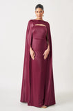 ANA VARGAS - Vestido Longo Juliene com Capa Vinho