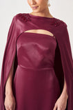 ANA VARGAS - Vestido Longo Juliene com Capa Vinho