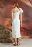 AGILITÀ - Vestido Midi Detalhe Ombro OFF White
