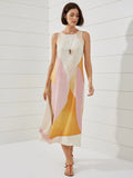 PINK POA - Vestido Yasmim Mídi Sândalo Estampado Laranja
