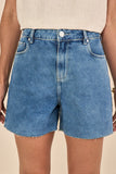 SCALON - Bermuda Jeans Boyfriend Marmorizado Azul