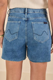 SCALON - Bermuda Jeans Boyfriend Marmorizado Azul