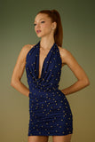 AGILITÀ - Vestido Curto Anne Bordado Pois Navy