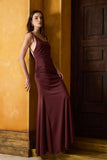 AGILITÀ - Vestido Longo Jersey Decote Costas Marrom