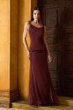 AGILITÀ - Vestido Longo Jersey Decote Costas Marrom