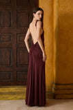 AGILITÀ - Vestido Longo Jersey Decote Costas Marrom