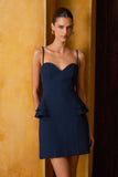 AGILITÀ - Vestido Curto Recortes Basque Azul Marinho
