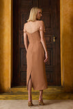 AGILITÀ - Vestido Ombro a Ombro Midi Camel