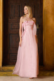 AGILITÀ - Vestido Longo Seda Laço Decote Rose