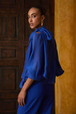 AGILITÀ - Blusa Laço Gola Manga Longa Azul