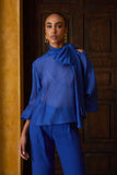 AGILITÀ - Blusa Laço Gola Manga Longa Azul