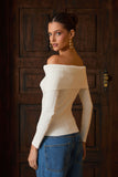 AGILITÀ - Blusa Tricot Ombro a Ombro OFF White