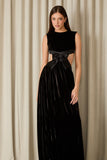 FABULOUS AGILITÀ - Vestido Longo Ivy Veludo Preto