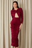 FABULOUS AGILITÀ - Vestido Midi Aisha Drapeado Dark Red