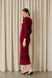 FABULOUS AGILITÀ - Vestido Midi Aisha Drapeado Dark Red