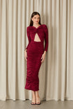 FABULOUS AGILITÀ - Vestido Midi Aisha Drapeado Dark Red