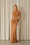 FABULOUS AGILITÀ - Vestido Longo Clara Bordado Camel
