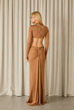FABULOUS AGILITÀ - Vestido Longo Clara Bordado Camel