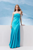 AGILITÀ - Vestido Longo Decote Drapeado Capa Turquesa - Verão 27
