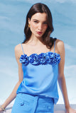 AGILITÀ - Blusa Alça Decote Frufru Azul Atlantic