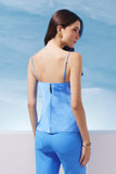 AGILITÀ - Blusa Alça Decote Frufru Azul Atlantic
